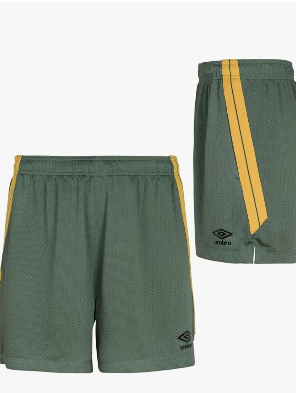 Umbro Dark Ivy/Egret  Athletic Shorts with Yellow Side Stripe